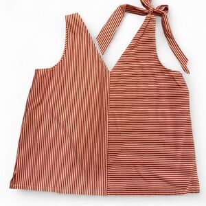 Vineyard Vines Red Striped Top with Tie on One Side V-Neck